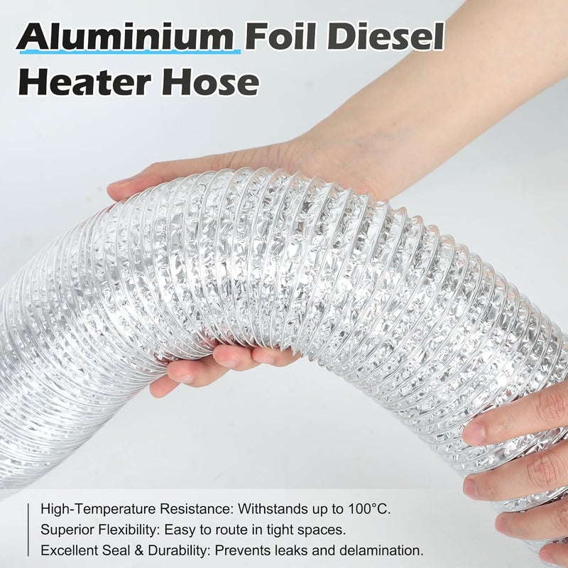 Copgge 75mm Diesel Parking Heater Flexible Ducting Extension Hose Dual-Layer Warm Hot Air Duct with Vent Connector for Camper Trailer Auxiliary Chinese Diesel Heater 5KW 8KW - Image 2